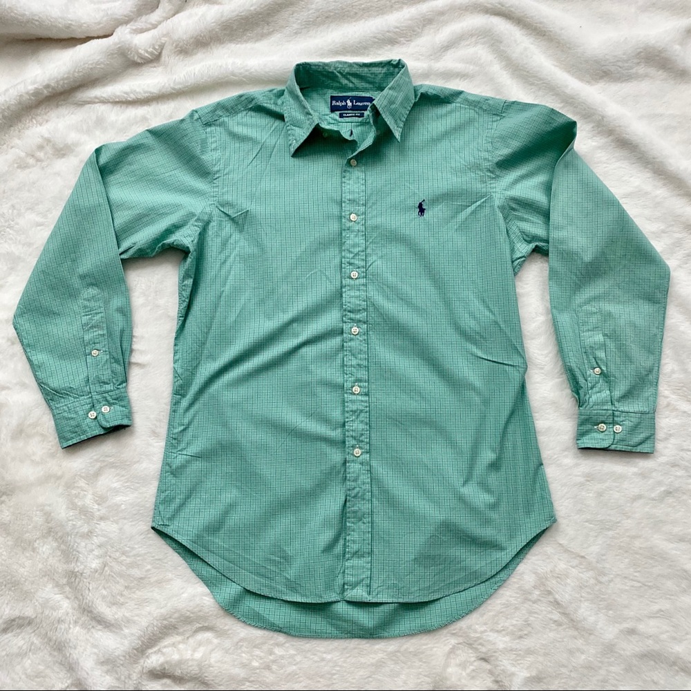 Ralph Lauren Men's Mint Green Check Dress Shirt